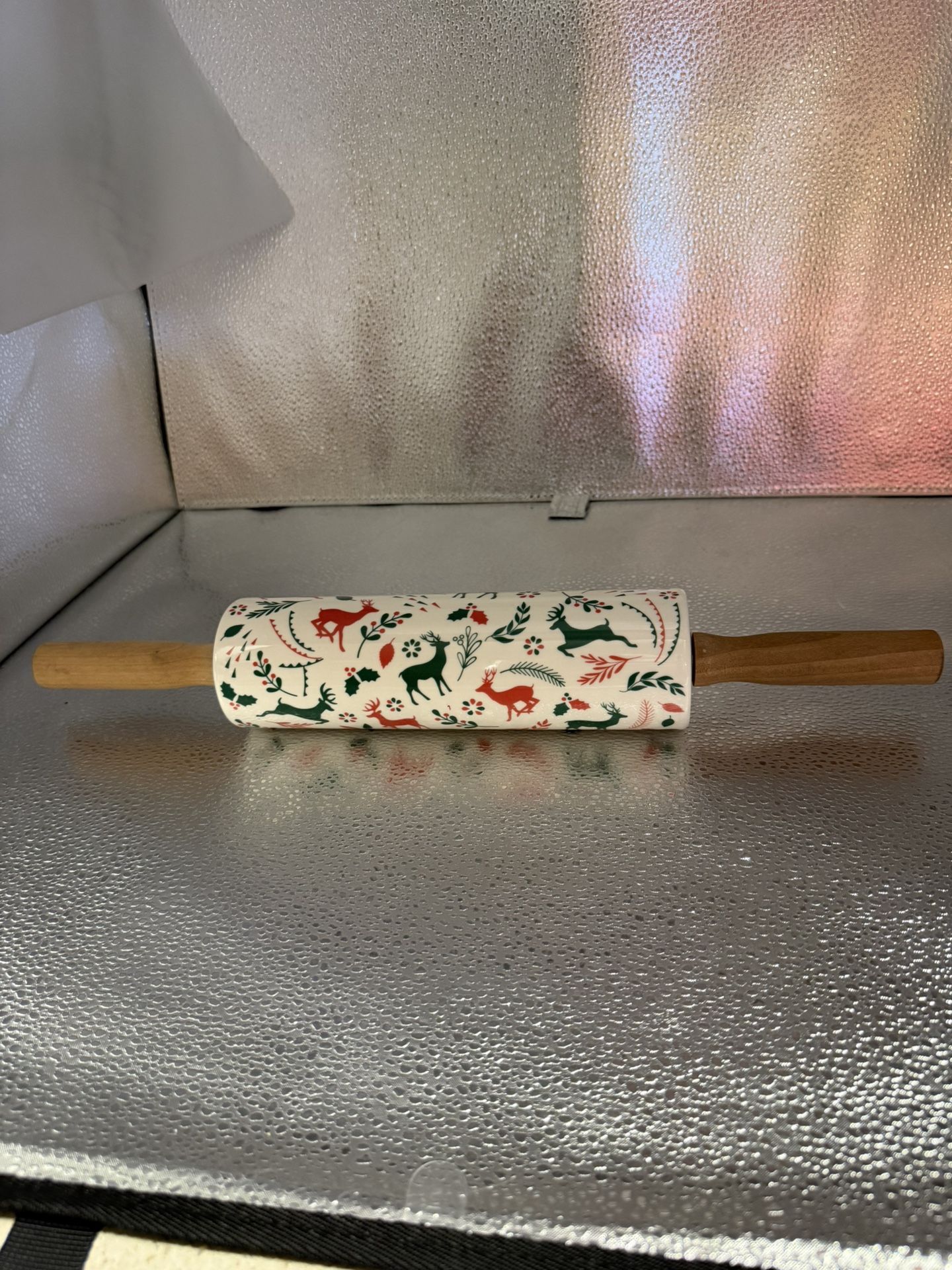 Christmas Reindeer Red And Green Rolling Pin