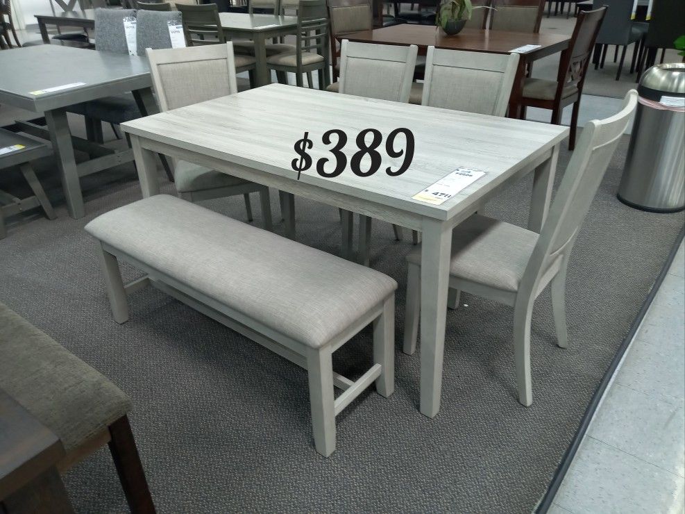 Light Gray 6-Pc Dining Table Set No Tax!!!!