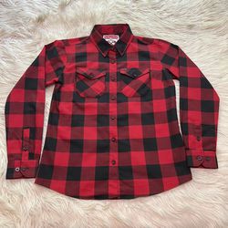 Dixxon Flannel Company Shirt Redrum Shining Red Buffalo Plaid Women’s Size Large