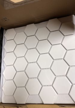 White hexagon tile, 8 square feet, partial box