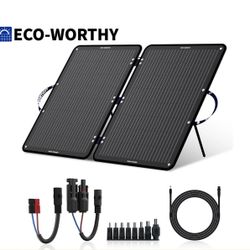 ECO-WORTHY 100W Foldable Off Grid Solar Panel with Kickstand For Camping