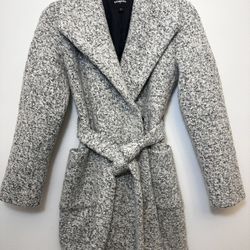 Express Women’s Belted Pea Coat Size Small Grey Winter Coat