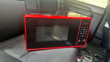 Red and Black Countertop Microwave