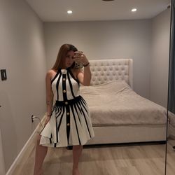 Halterneck Flower Button Dress