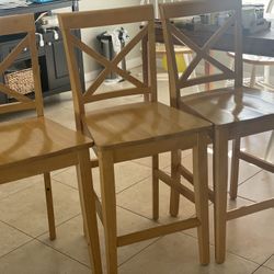 4  Counter Height Solid Wood Stools