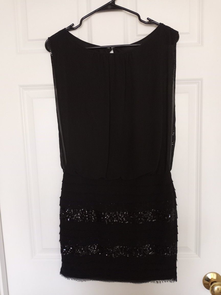 Aiden Mattox Size 0 Black Sequined Mini Sheer Cocktail Dress