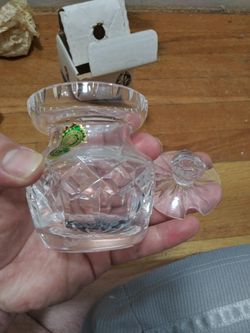 Waterford Crystal Mustard Condiment Jar with Lid, 4" High, 3" Widest New In Box
