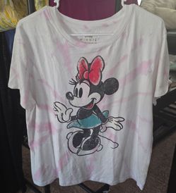 Disney Minnie Mouse T Shirt Size XXL White Pink  Tie Dye