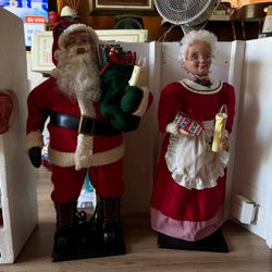 Vintage 2’ Height Santa and Mrs. Claus Christmas Figurine Set