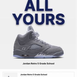 Jordan 5 Wolf Grey Size 7 GS