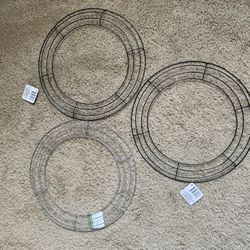 New 3 Round 14 Inches Round Metal Wire Wreath Form For Wreaths, 2 Green, 1 Silver