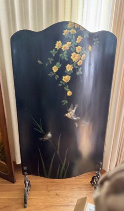 19th Century Hand-Painted Firescreen