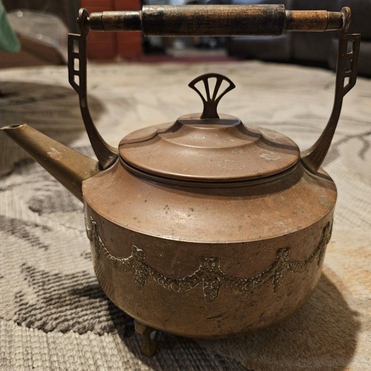 Vintage Antique Copper Kettle Stamped