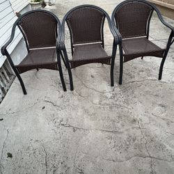Three Rattan Chairs