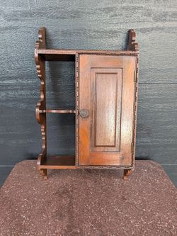 Vintage Wooden Wall Cabinet with Shelves