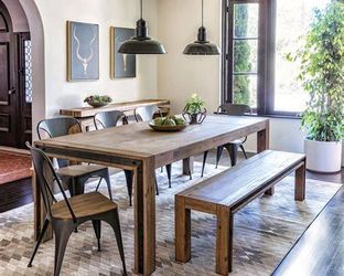 Living Spaces Amos Dining Table & Matching Bench