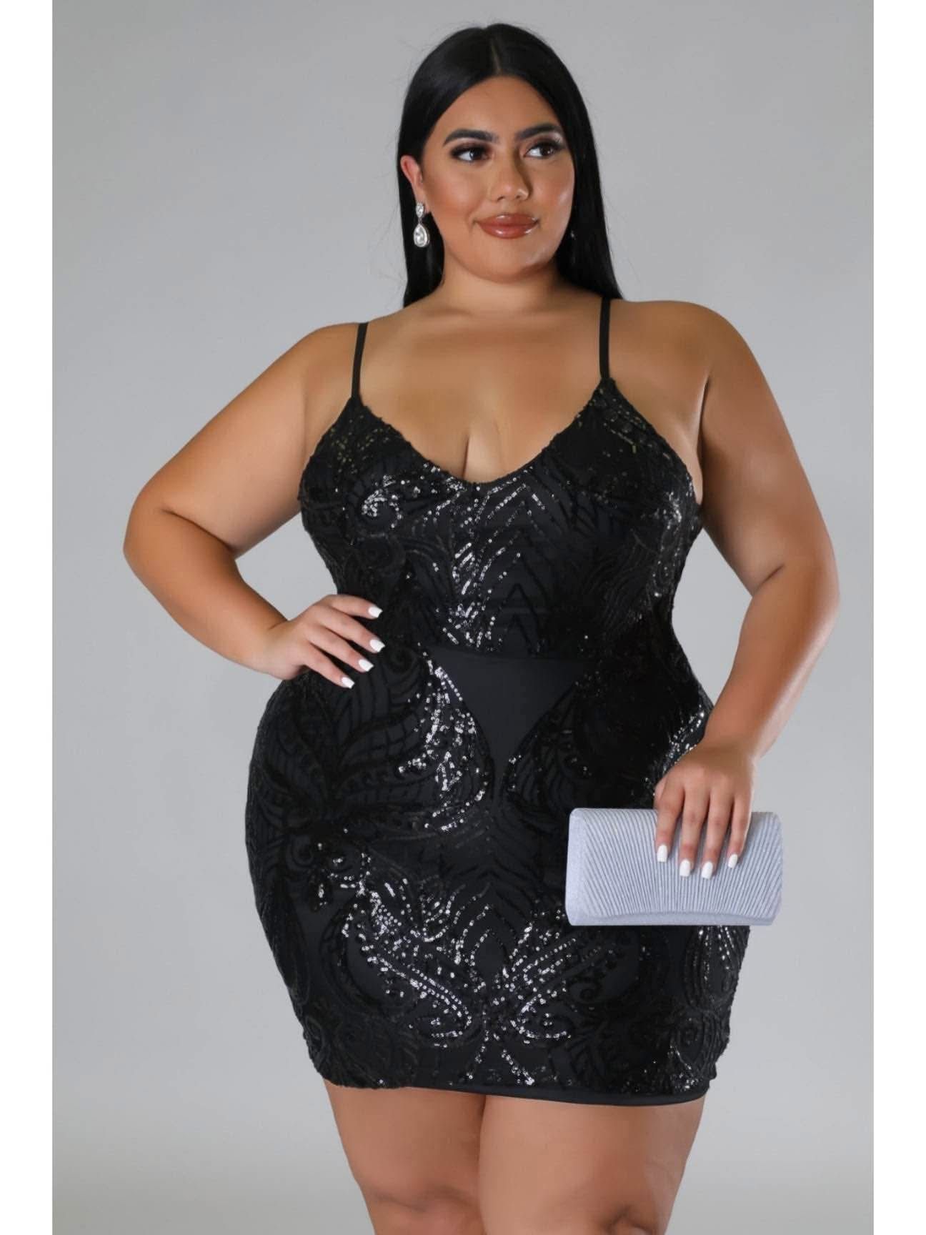 1x 2x Black Sequin Dress Available