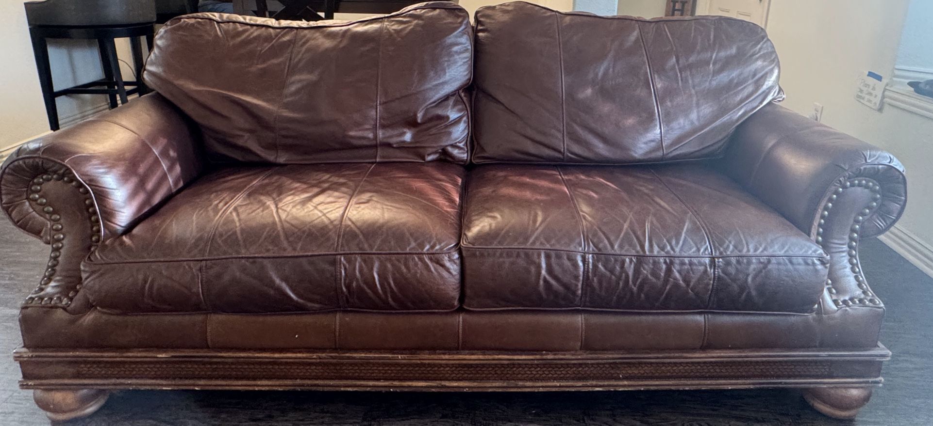 Brown Leather Couch - Vintage 