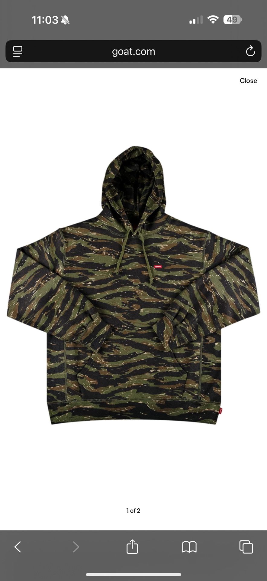 Supreme Small Box Logo Hoodie SS21 Tiger Camo Size Medium New Hoodie Tirgerstripe