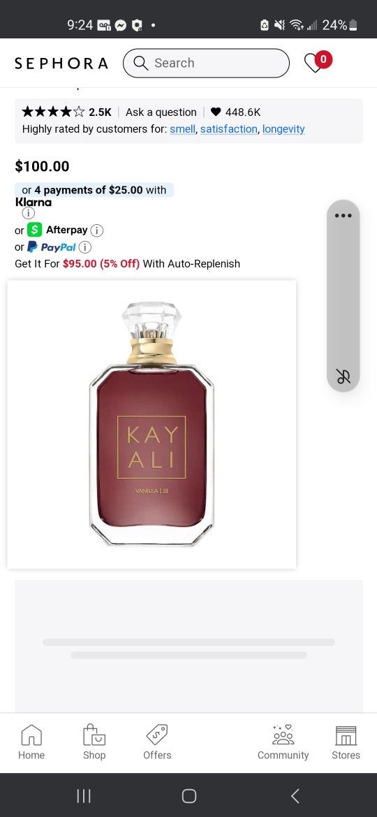 Kay Lay Vanilla Big Bottle Parfume Used Few Times