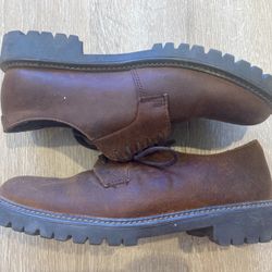 NEW Trails End Mens Laced Genuine Leather Shoes Size 9 Nine Brown Unfinished 1” Heel