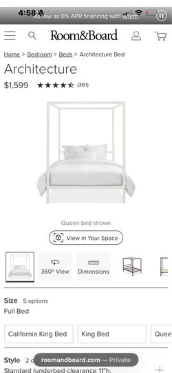 Room & Board Architecture Queen Canopy Bed – Natural Steel – Retail $1,800
