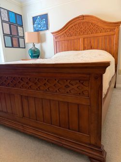 Solid Wood Bedroom Set – Bed Frame + Dresser w/ Mirror