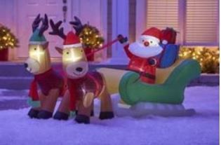 alcove 8' Inflatable Santa and Reindeer Sleigh