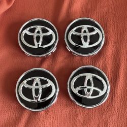 4x Toyota 62mm Black/Chrome Wheel Center Caps For Camry Corolla Highlander