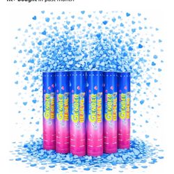Gender Reveal Confetti Cannons Party Poppers – Gender Reveal Cannon Kit with Heart-Shaped Confetti