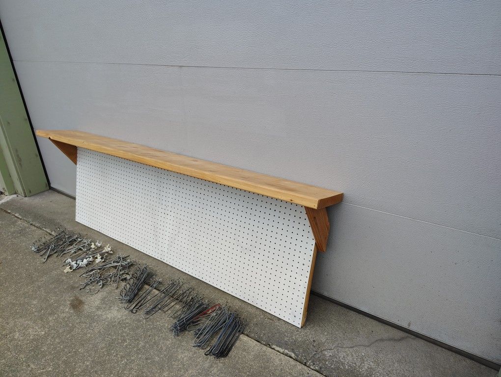 Peg Board/ Shelf With Hangers