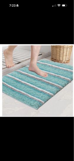 Home Weavers Microfiber Bath Rug, Non-Slip, Machine Washable, 20" x 40", Aqua