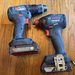 Bosch 1/2” Hammer Drill And Impact Drill With 2.0 Batteries No Charger 