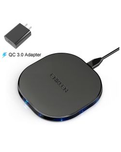 Wireless Charger, ENKLEN Qi-Certified 7.5W iPhone X Wireless Charger for iPhone X/ 8/ 8 Plus (with QC3.0 AC Adapter), 10W Fast Wireless Charger for S