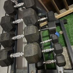 Dumbbell Rack With Dumbbells And A Bench