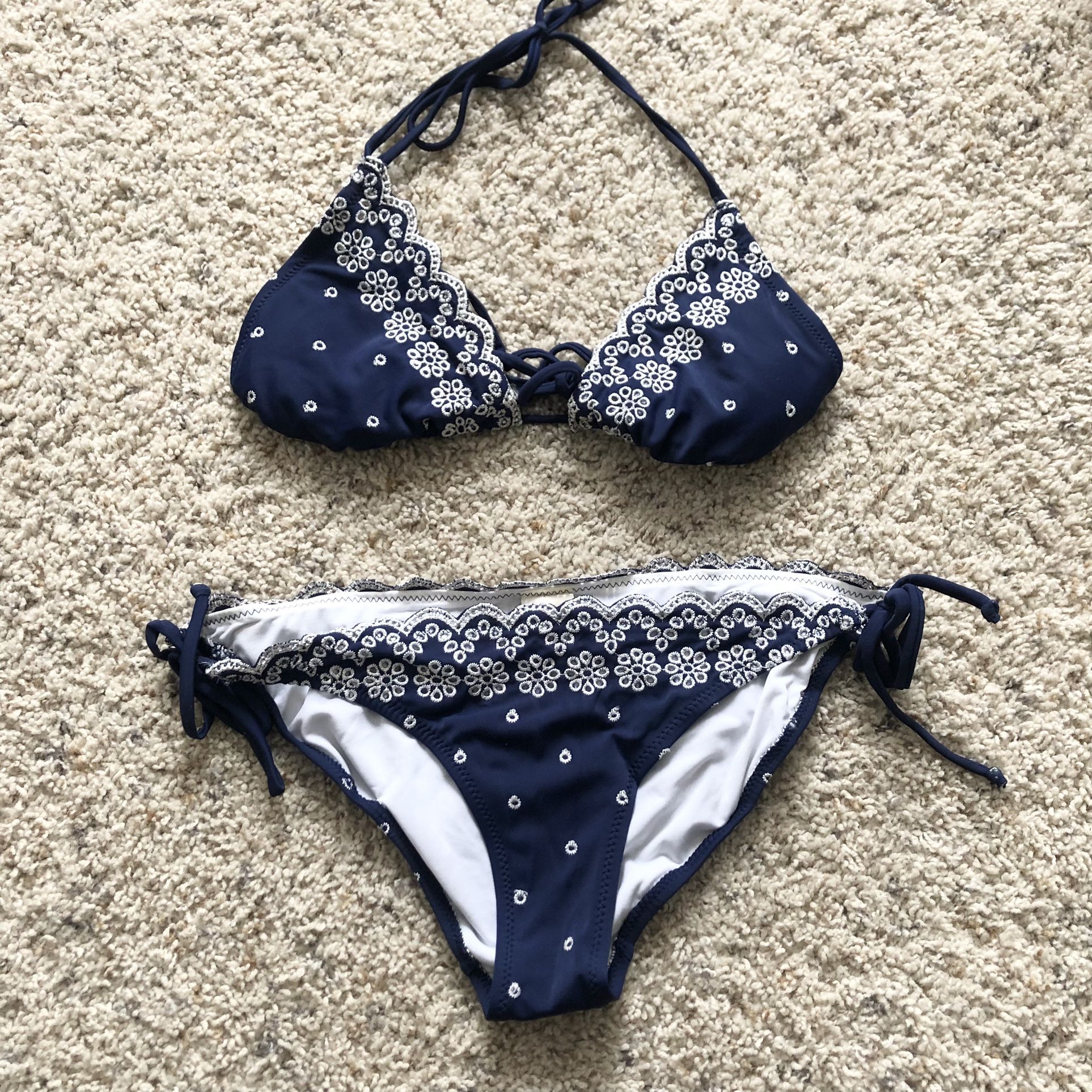 Women’s Navy Blue Floral Bikini Size S
