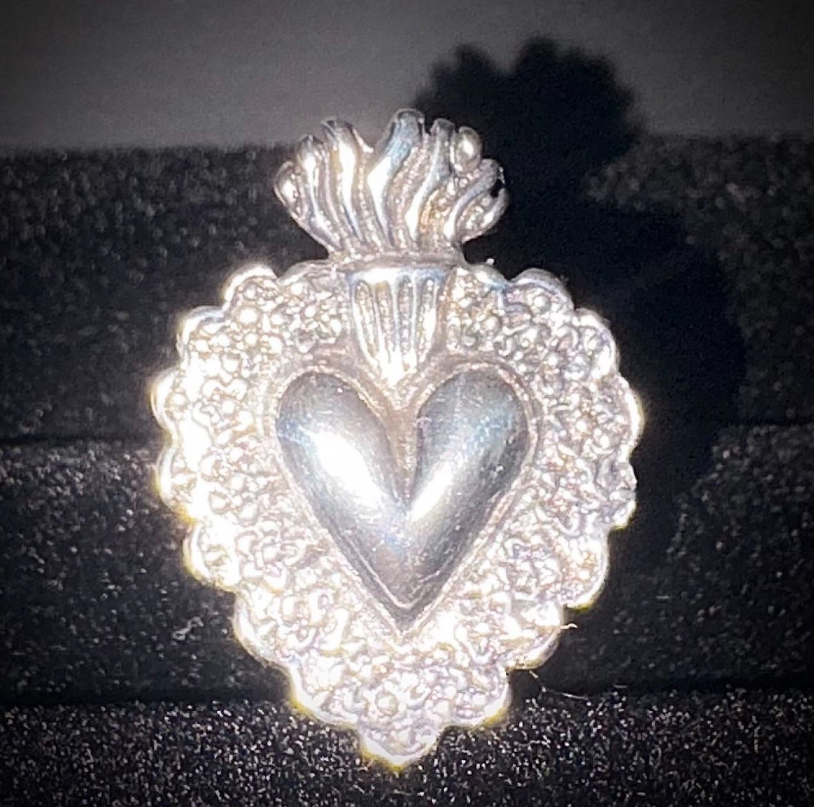 Sterling Silver Sacred Heart Ring -Size 8