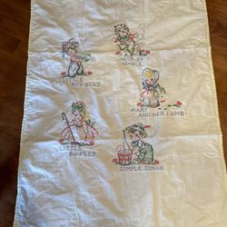 Vintage 1980S Nursery Rhyme Baby Quilt Shipping Available