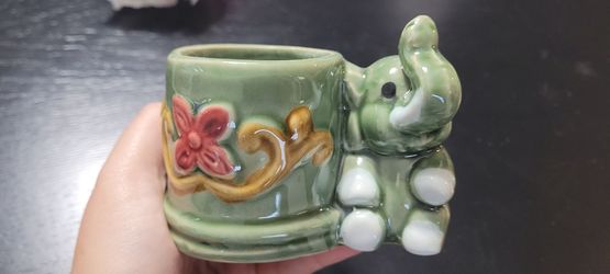 Small Ceramic Elephant Figurine Plant Pot