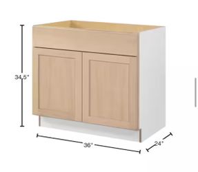 Hampton Bay 36 in. W x 24 in. D x 34.5 in. H Ready to Assemble Sink Base Kitchen Cabinet in Unfinished