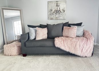 Gray Fabric Sofa with Back Cushions