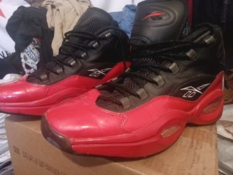 Reebok question mid Allen Iverson mens red black