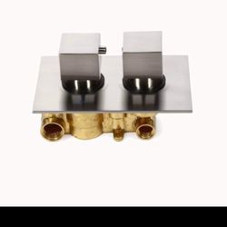 BRAND NEW🔥🔥🔥 Concealed Square Dual-Function Thermostatic Shower Valve Solid Brass In Brushed Nickel