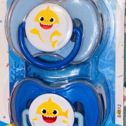 0+ MONTHS🔷🌈🌀🍼🦋💛✨BABY SHARK NICKELODEON BABYBOY 2 COLORFUL🌈DESIGNED PACIFIER SET🔵🦈🟡✨