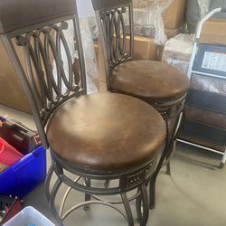 Beautiful Pair Of Leather Barstools