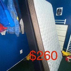  🛏️  🛏️. $260 - (very firm on price) 1 twin mattress ( not the thick kind just regular) and 1 box springs together no frame- $260.   Is  smell free 