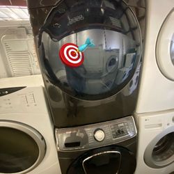 SAMSUNG XL CAPACITY WASHING MACHINE & ELECTRIC DRYER SET STACKABLE w/WARRANTY