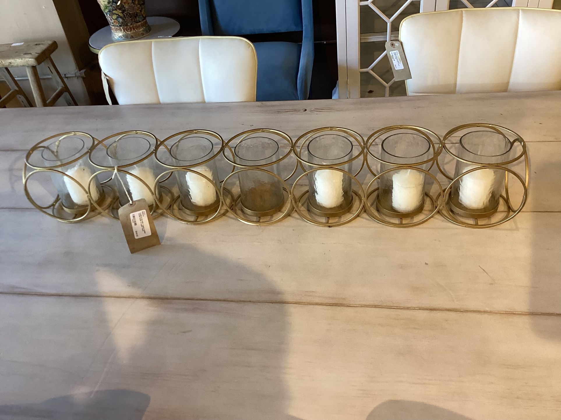 7 Glass Cylinder Candle Holder W/ Gold Frame SKU 1XBDD8