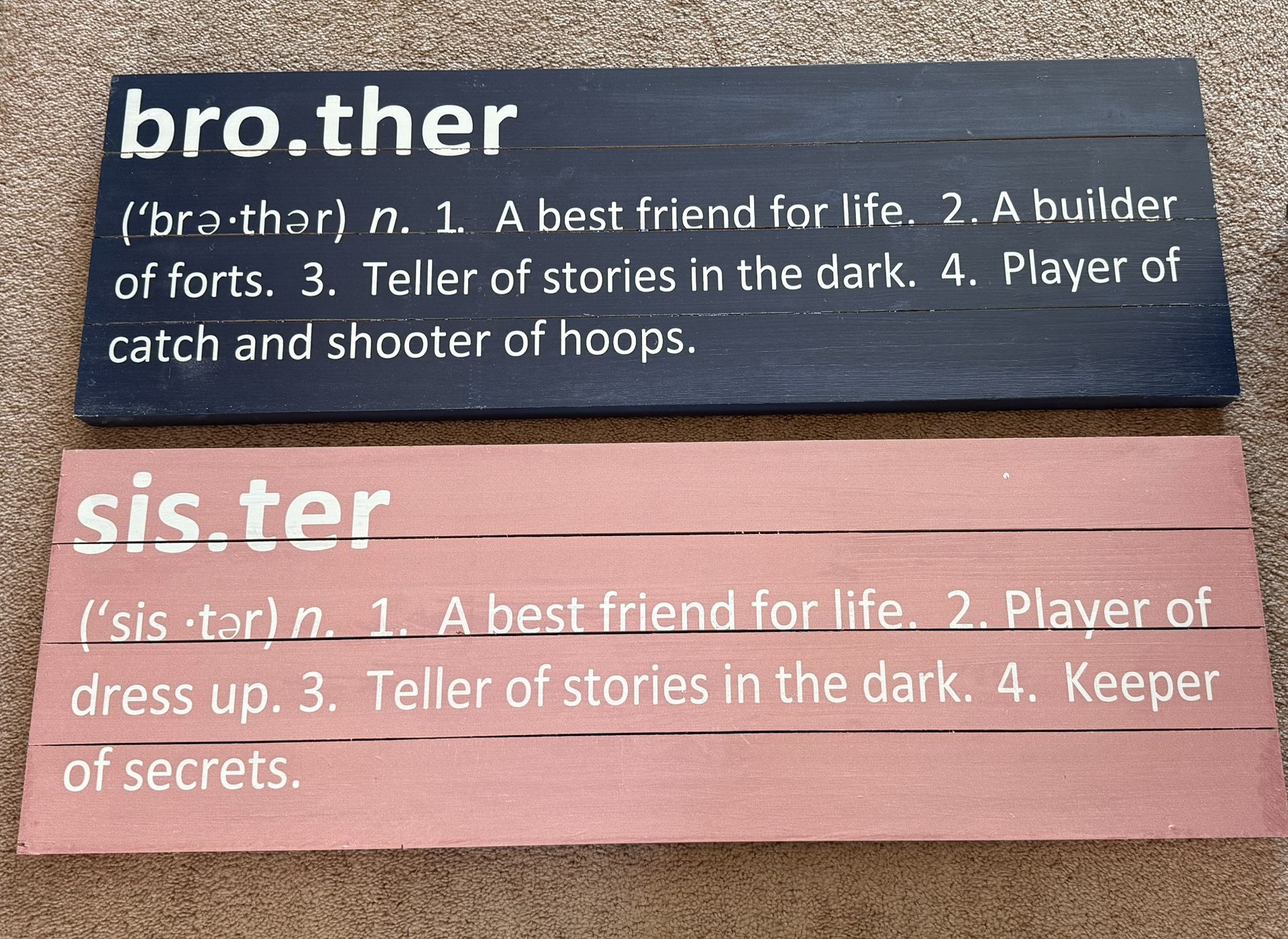 Pottery Barn Kids Brother Sister Wood Plank Wall Art