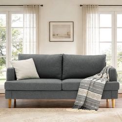 New -70" Linen Loveseat Sofa 2 Seater Mid Century Modern Couch Comfy for for Small Spaces Living Room Bedroom Home and Apartment, Dark Grey